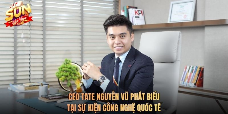 CEO Tate Nguyễn Vũ phát biểu tại sự kiện công nghệ quốc tế